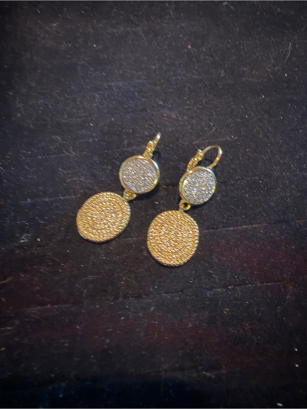 Brighton Gold-Tone Pave Double Drop Earrings